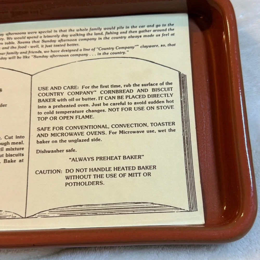 Country Company Terracotta Cornbread and Biscuit Baker Made in USA Glazed Clay
